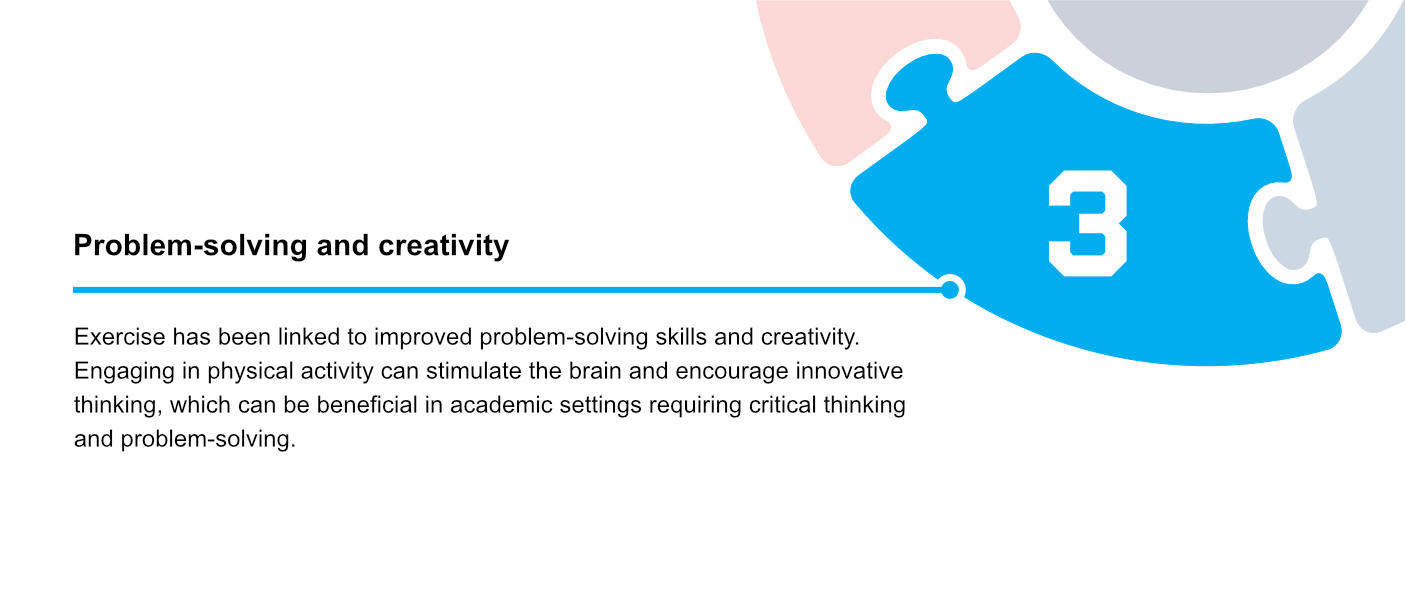 Slide 4 of 6 for physical health, focusing on 'Concentration.' Text explains how exercise increases blood flow to the brain, improving concentration and mental alertness, helping students stay focused during lectures, study sessions, and exams.